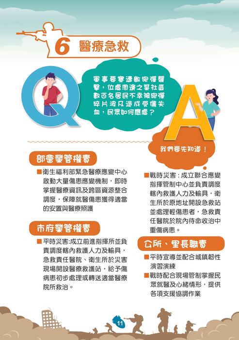 國防部「新版臺灣全民安全指引手冊《當危機來臨時：臺灣全民安全指引》」宣導圖片