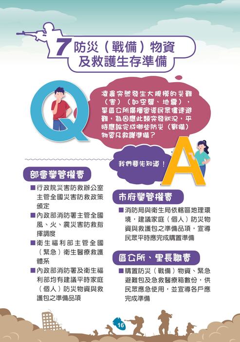 國防部「新版臺灣全民安全指引手冊《當危機來臨時：臺灣全民安全指引》」宣導圖片