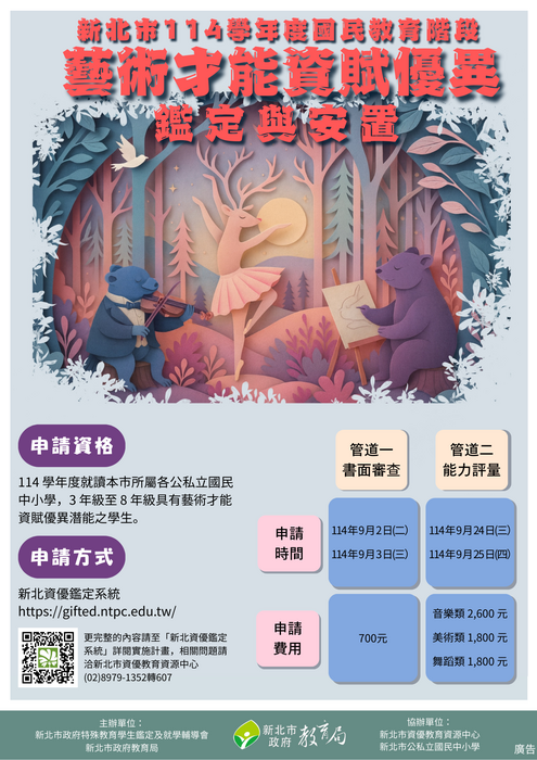 114學年度國教階段藝術才能資賦優異鑑定圖片